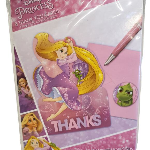 Disney Princess Rapunzel Thank You Cards Envelopes Rapunzel Stickers 8 Pack - Picture 4 of 10
